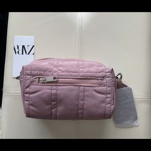 Zara Nylon Toiletry Bag w/ Topstitching Pink